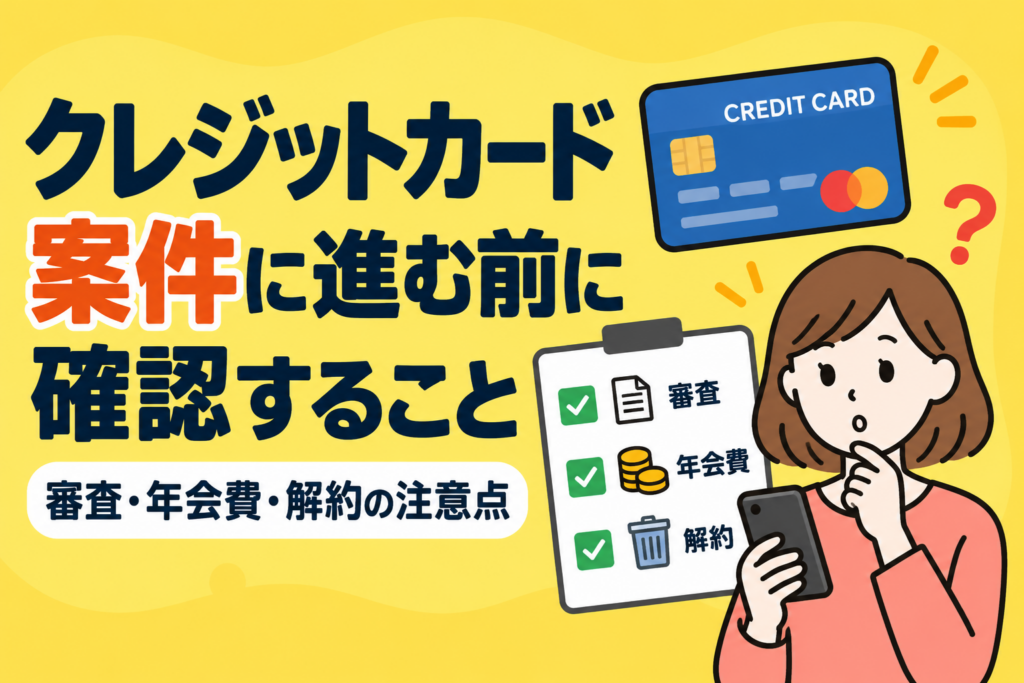 クレジットカード案件に進む前に確認すること｜審査・年会費・解約の注意点