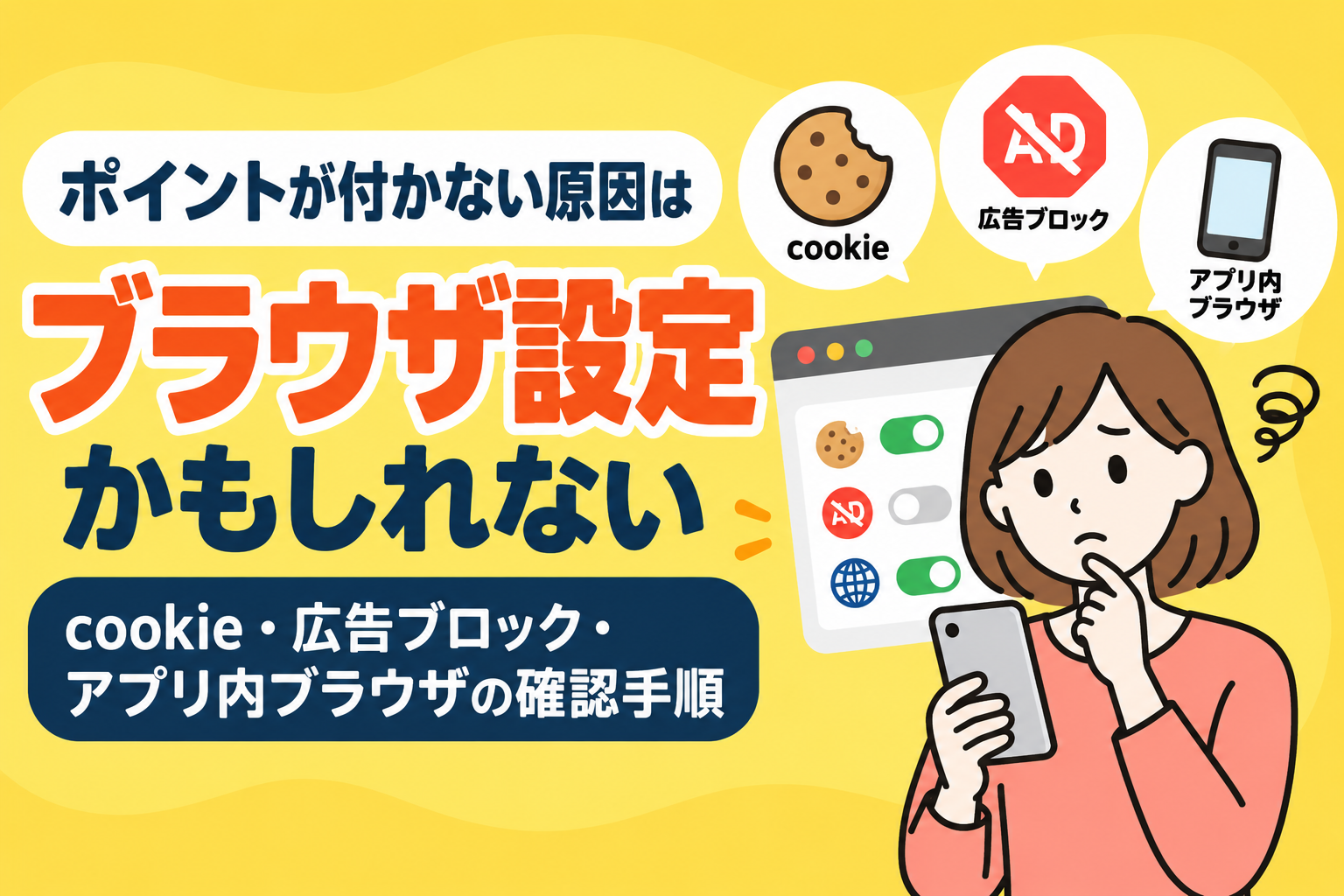 ポイントが付かない原因はブラウザ設定かもしれない｜cookie・広告ブロック・アプリ内ブラウザの確認手順