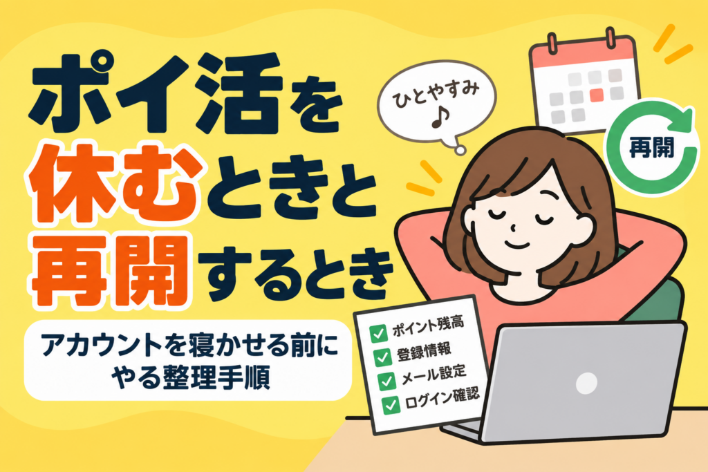 ポイ活を休むときと再開するとき｜アカウントを寝かせる前にやる整理手順