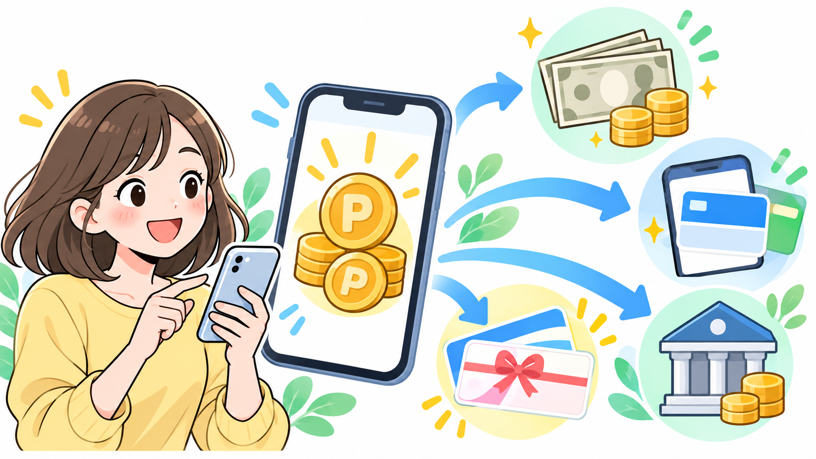 ポイント交換と現金化のイメージ